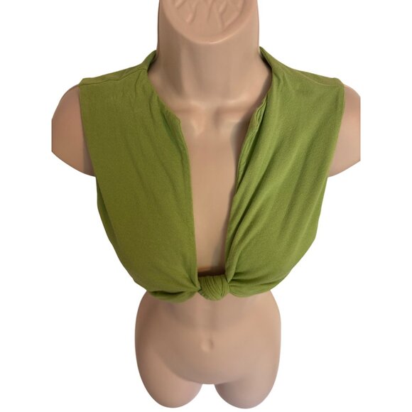 N By Naked Wardrobe SIze 1/ XS Shirred Knot Kiwi Crop Tank Soft Stretchy NWT $35 - Picture 9 of 9